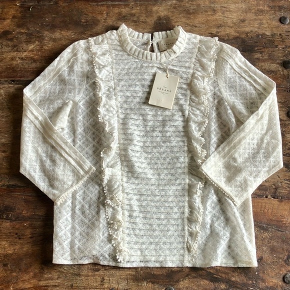 NWT Sezane Emma Blouse Ecru 10